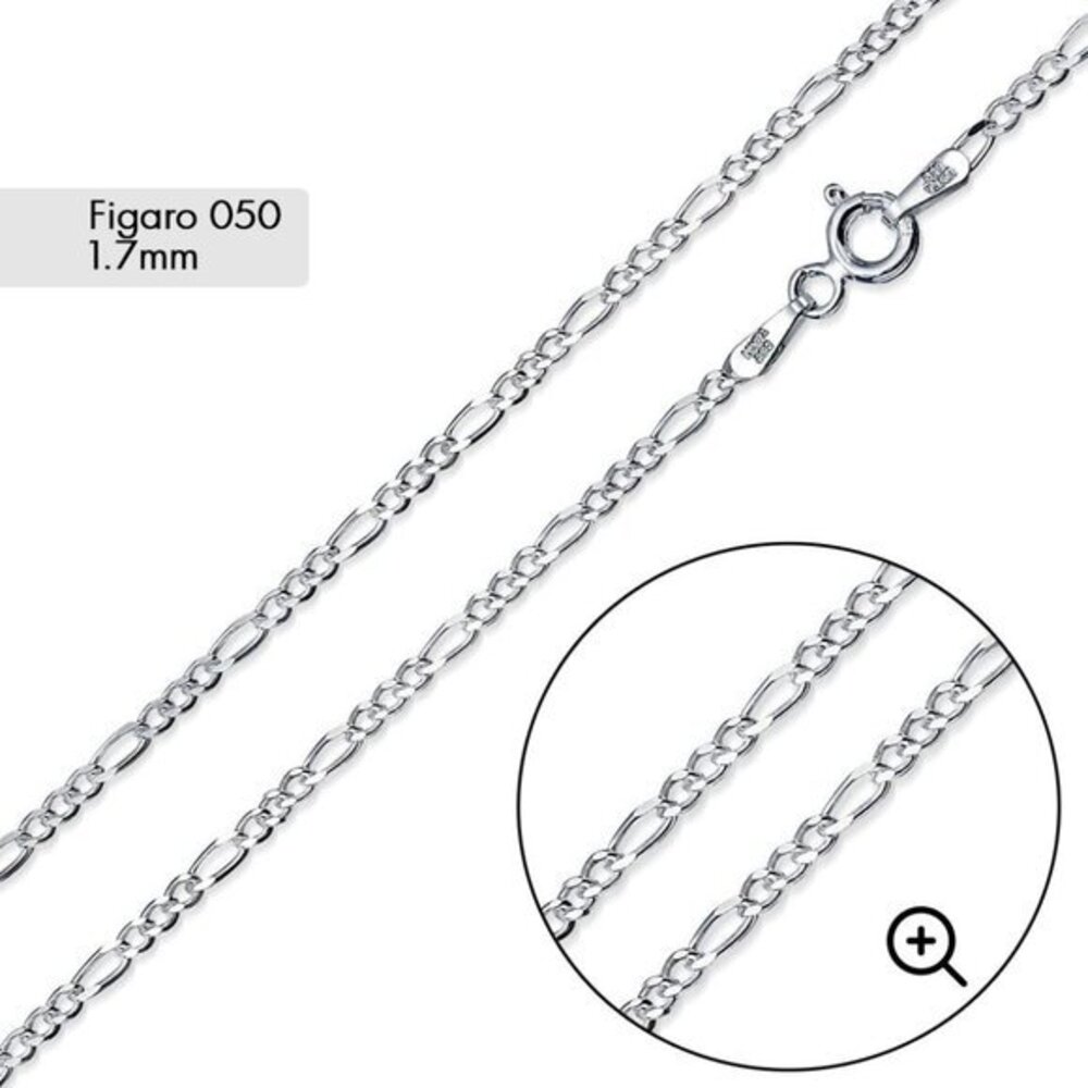 New Sterling Silver 1.7mm thin Figaro Chain 8 9 16 24 inches Bracelet or necklac
